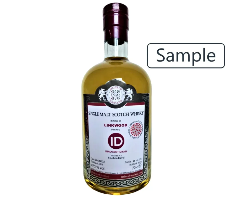 Flasche Linkwood 2011 Innocent Dram Bourbon Barrel 47,5% Vol Malts of Scotland Sample