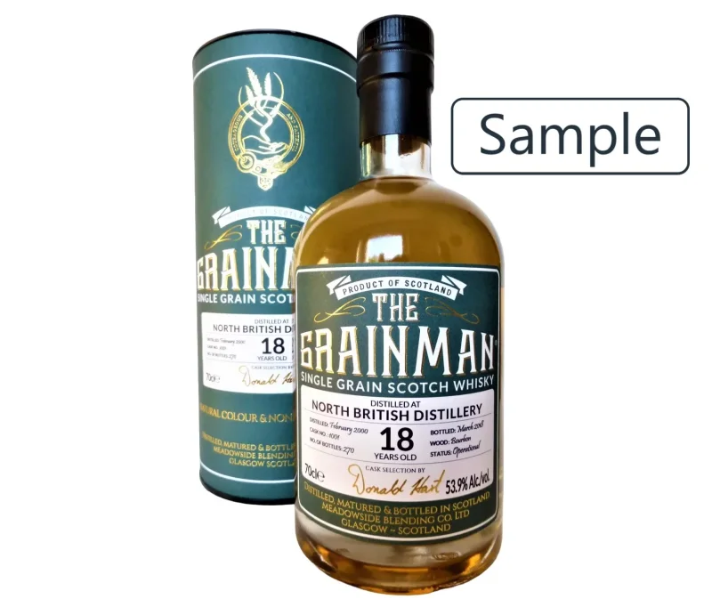 Flasche North British 2000 Bourbon Cask 53,9% Vol The Grainman Sample