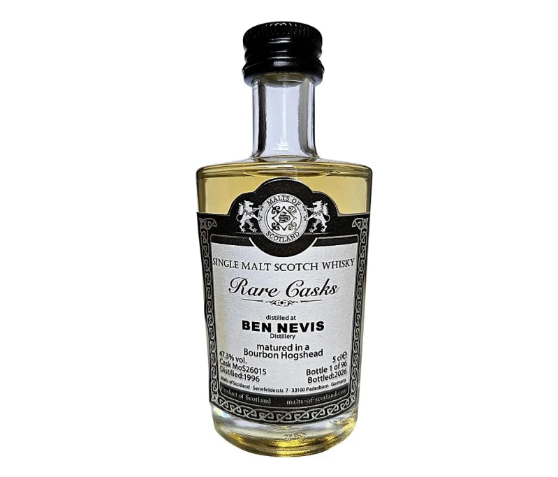 Ben Nevis 1996 Rare Casks Bourbon Hogshead 47,3% Vol Malts of Scotland Miniatur