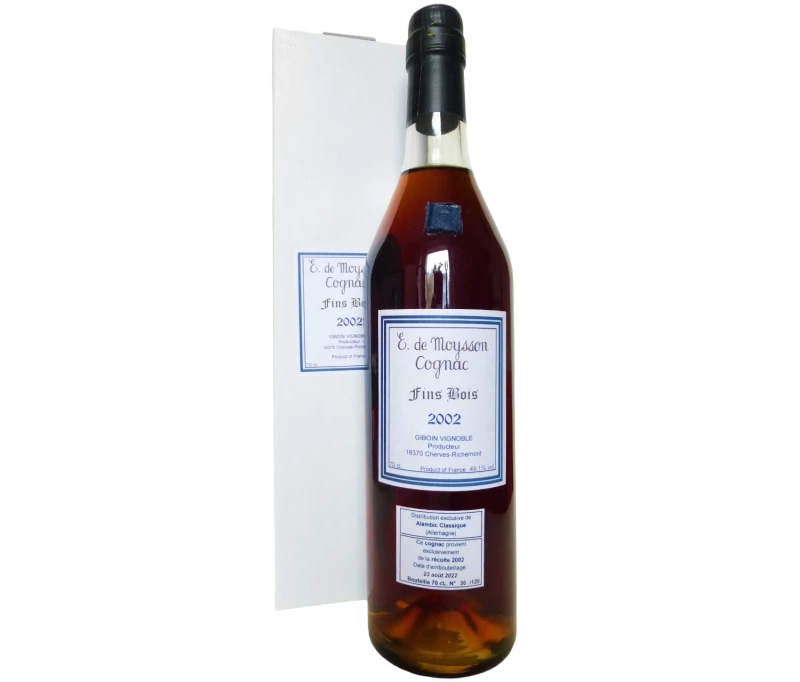 Cognac Fins Bois Millesime 2002 Single Cask E. de Moysson 49,1% Vol Exklusiv für Alambic Classique