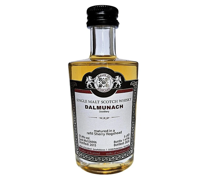 Dalmunach 2015 Refill Sherry Hogshead 57,4% Vol Malts of Scotland Miniatur