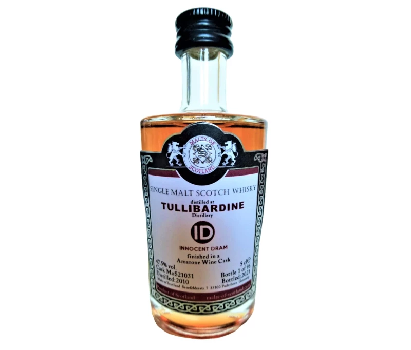 Tullibardine 2010 Innocent Dram Amarone Wine Cask 47,5% Vol Malts of Scotland Miniatur